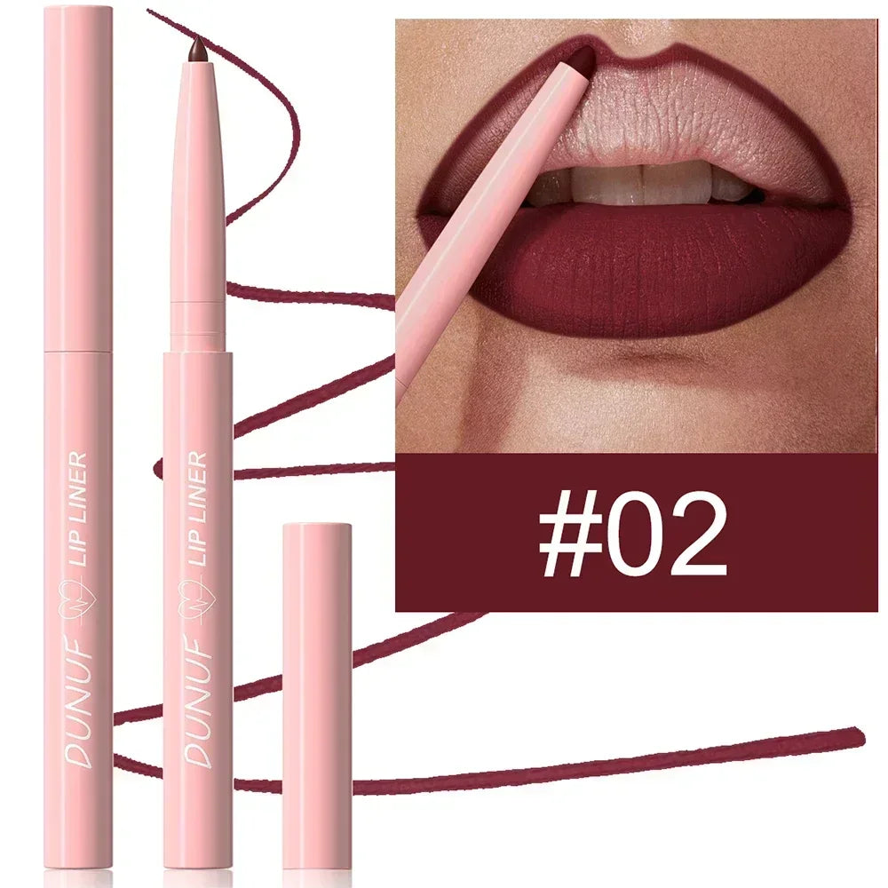 Tapered Nib Lip Liner Pencil Matte Red Brown Plumping Lip Stain Lasting Waterproof Fine Lipstick Slim Lip Outline Contour Makeup HIP 02