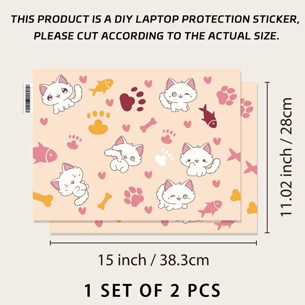 Cute Cat 15" Laptop Skin – A+C Side Cover, Waterproof PVC Laptop Skin Decal HIP