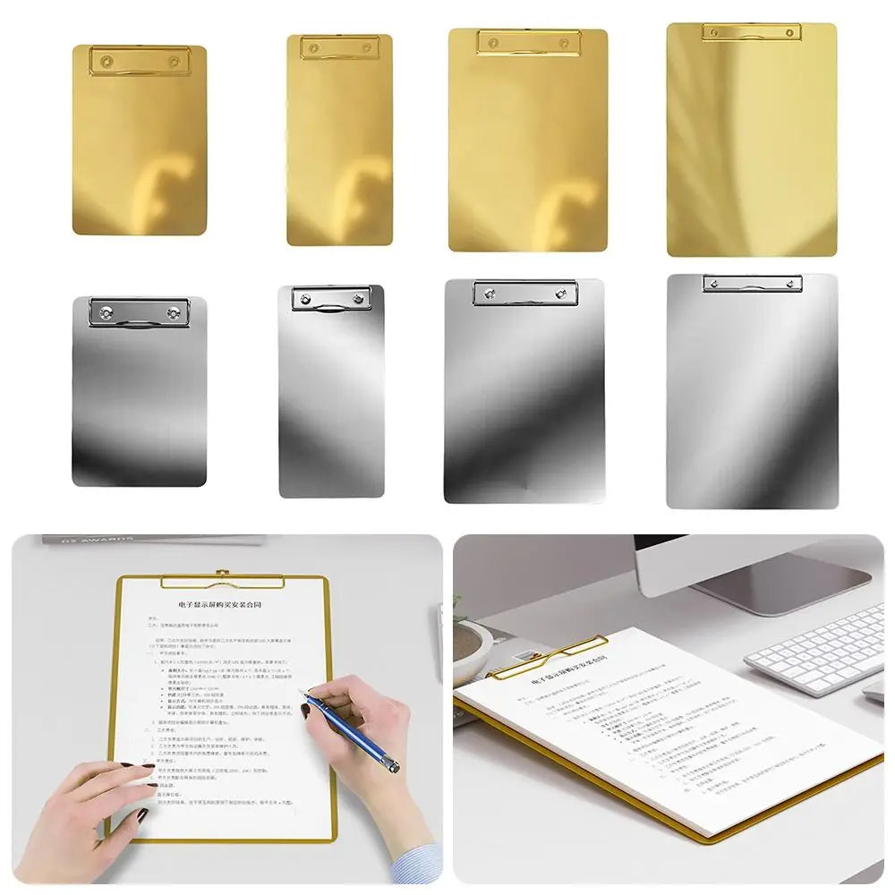 Stainless Steel A4/A5 Writing Clipboard – Gold & Silver Folder Writing Clipboard HIP