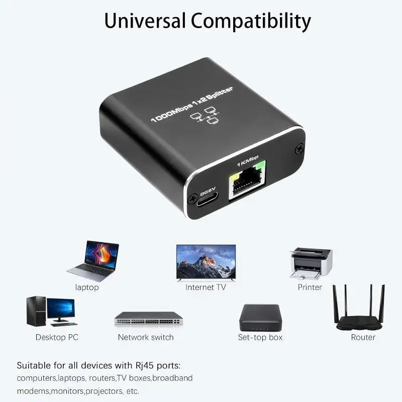 RJ45 Gigabit Ethernet Splitter – 1 to 2 Network Switch Ethernet Network Splitter HIP 1pc