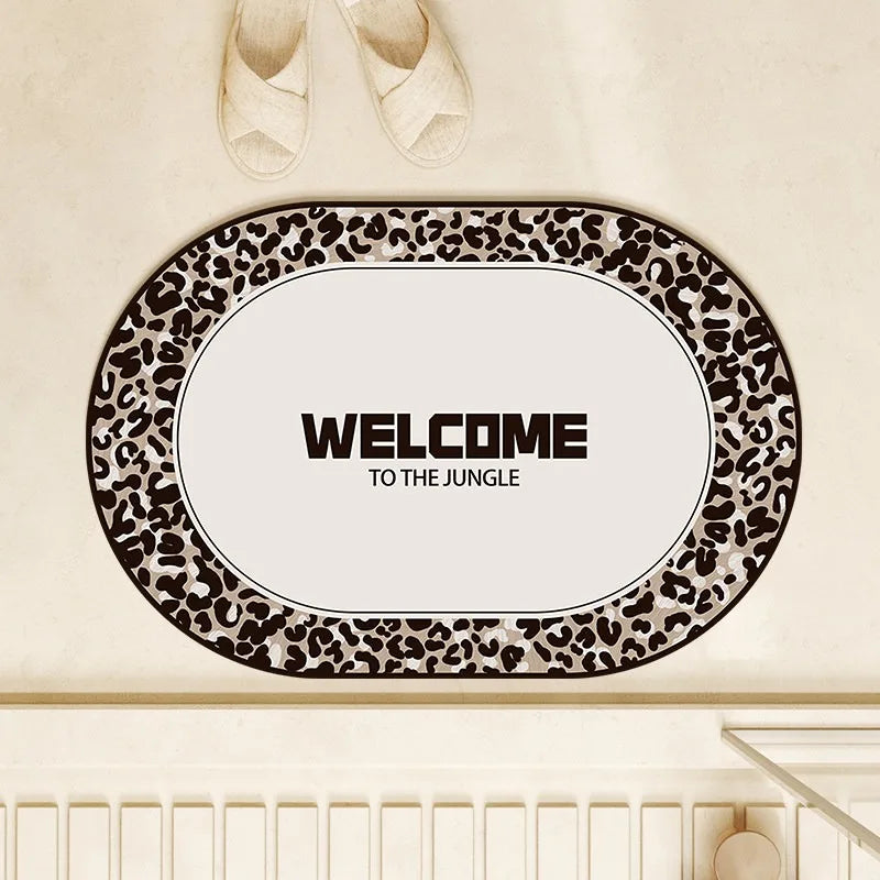 Diatom Mud Bathroom Mat – Non-Slip Absorbent Leopard Rug Bathroom Floor Mat HIP GU6171-G 1pc 100x150cm