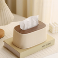 Auto-Lift Spring Tissue Box Dispenser | Stripe Lid, Space-Saving Tissue Box Dispenser HIP Beige