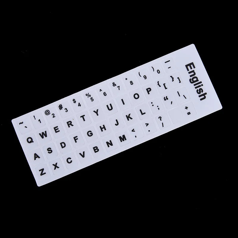 English Keyboard Replacement Stickers – White on Black Keyboard Stickers HIP P2
