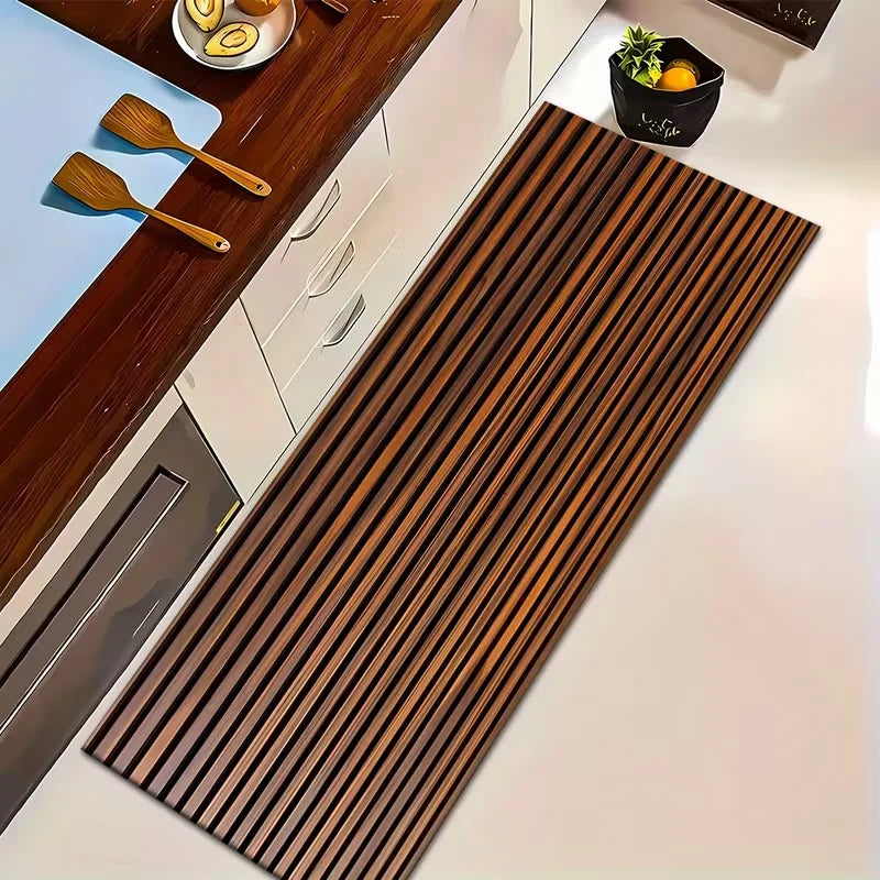 Rustic Wood Grain Runner Rug – Non-Slip Washable Kitchen Mat Runner Rug HIP 2 40x120cm-Felt