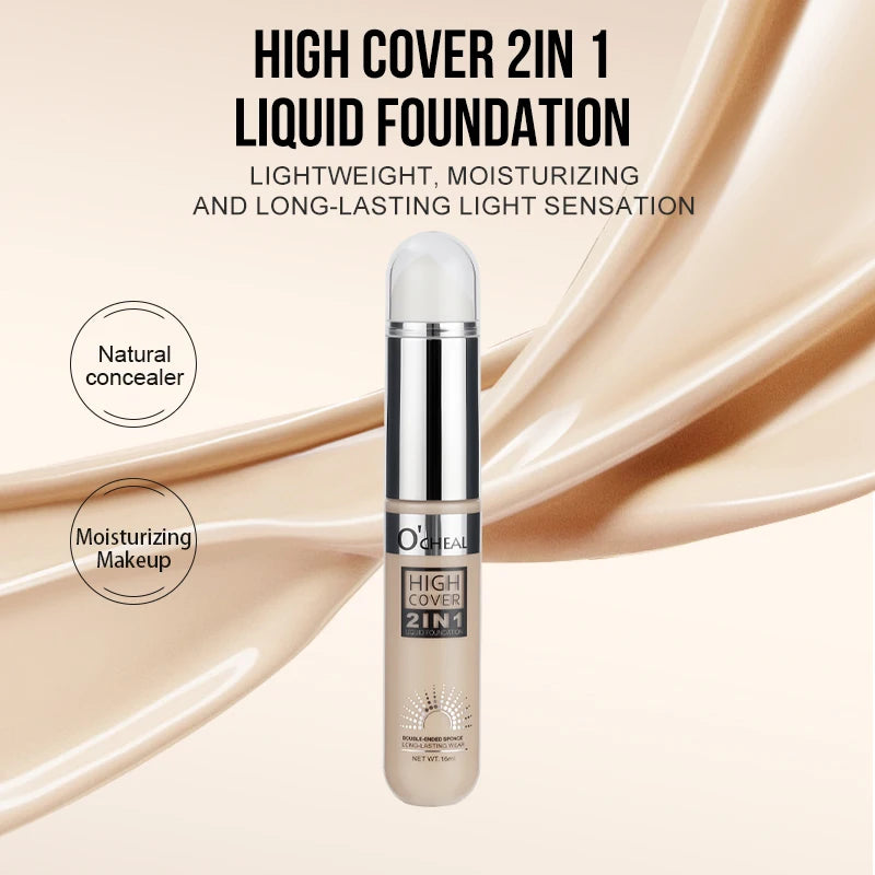 OCHEAL 2-in-1 Liquid Foundation & Concealer – High Coverage Liquid Foundation Concealer HIP