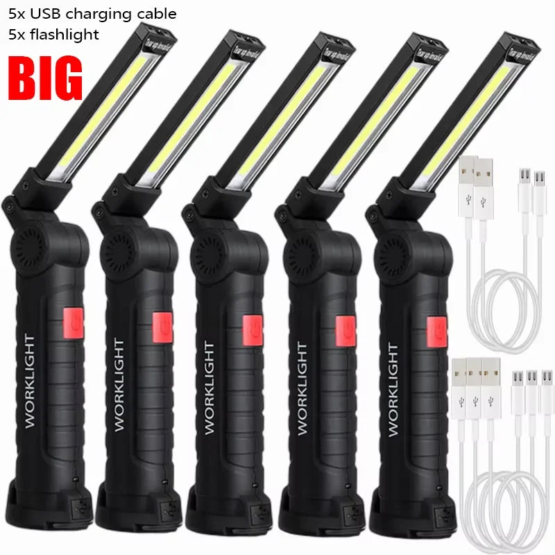 ESMARTER COB LED Folding Work Light – Magnetic USB Rechargeable LED Work Light HIP W52-5PCS