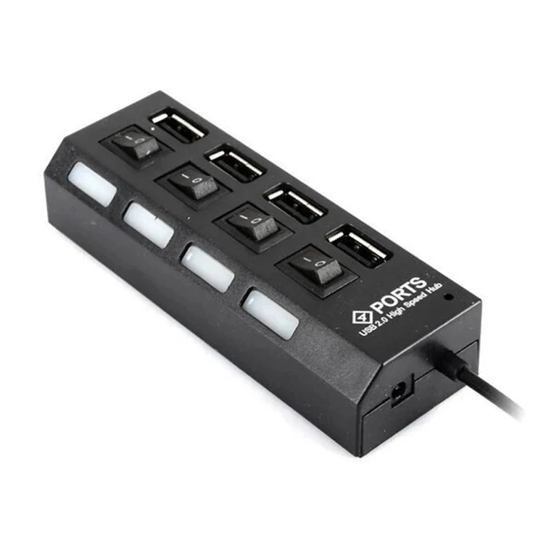 4-Port USB Hub with ON/OFF Switch & LED Indicator | SEamopar USB Hub Splitter HIP