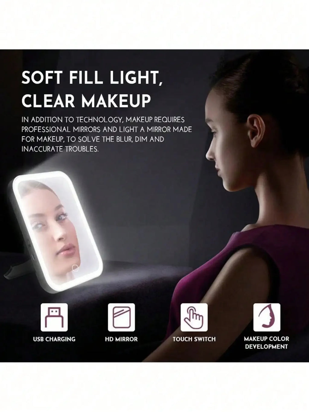 LED Makeup Mirror – Adjustable Dimming, Rotation & Storage LED Vanity Mirror HIP