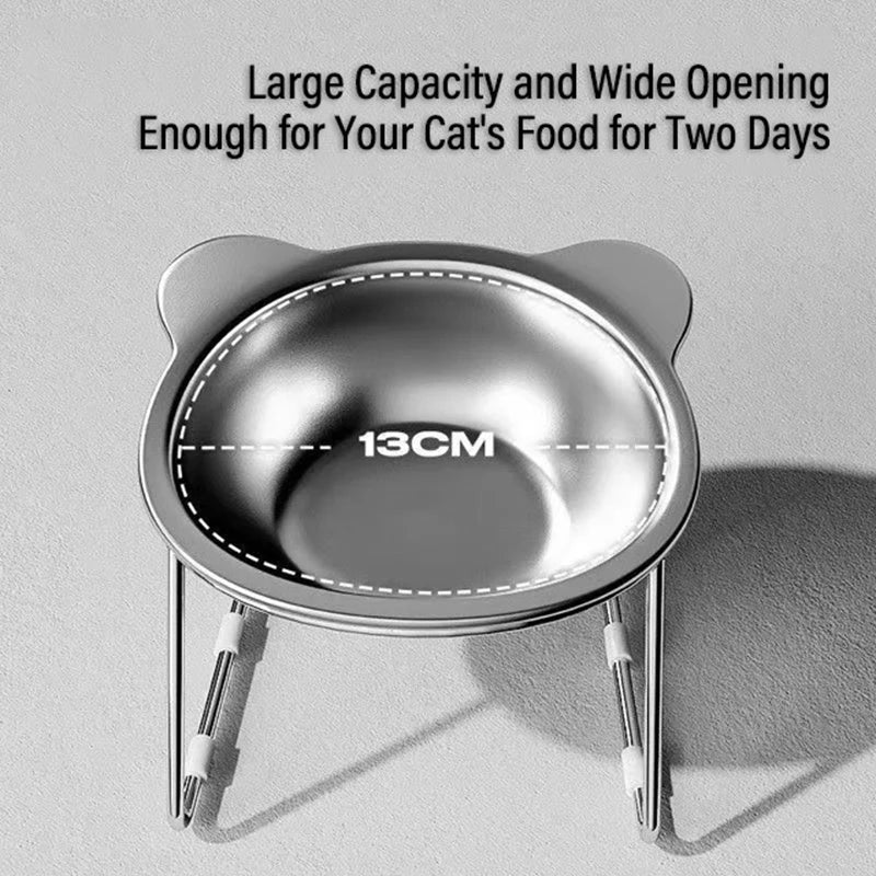 Raised Stainless Steel Cat Bowl – 15° Elevated Feeding Design Elevated Pet Bowl HIP
