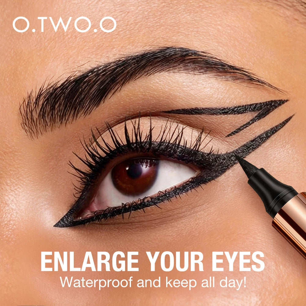 O.TWO.O Black Eyeliner Stamp Liquid Eyeliner Pen Waterproof Fast-dry Long-lasting Smooth Double-ended Eyeliner Stamp Eye Makeup HIP