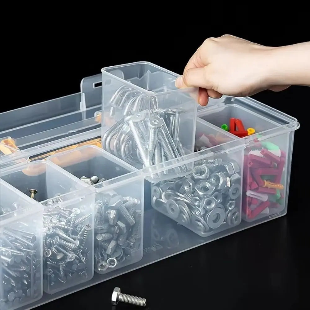 Transparent Multi-Compartment Plastic Tool Storage Box Tool Storage Box HIP