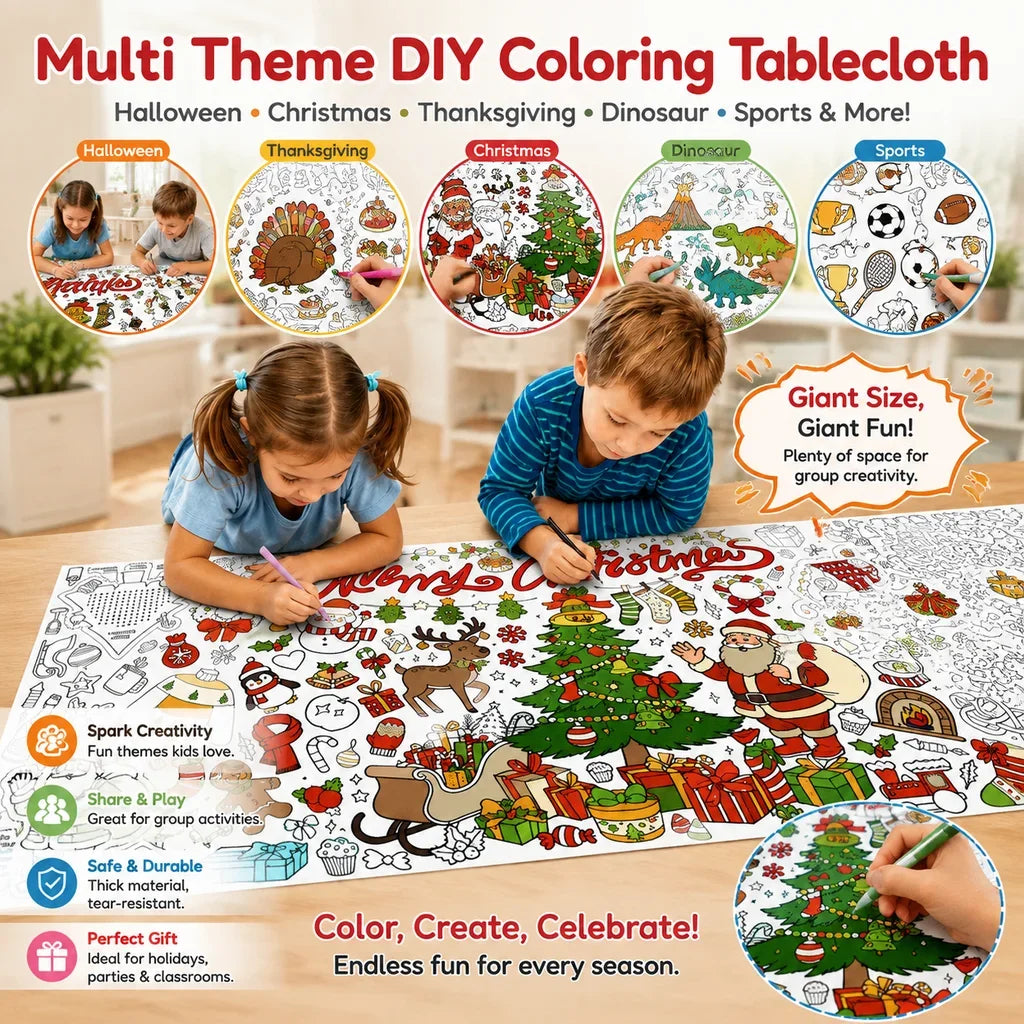 Halloween Christmas Thanksgiving Dinosaur Sports Large Drawing Mat Multi Theme DIY Coloring Tablecloth For Home & School HIP