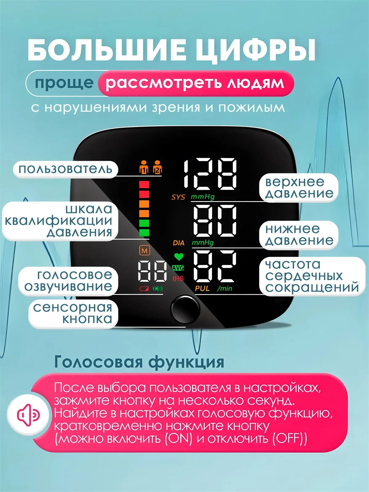 Digital Wrist Blood Pressure Monitor – LED Voice Readout Wrist Blood Pressure Monitor HIP