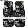 4-Piece Skull & Rose Car Floor Mats – Universal Fit Set Car Floor Mats HIP black