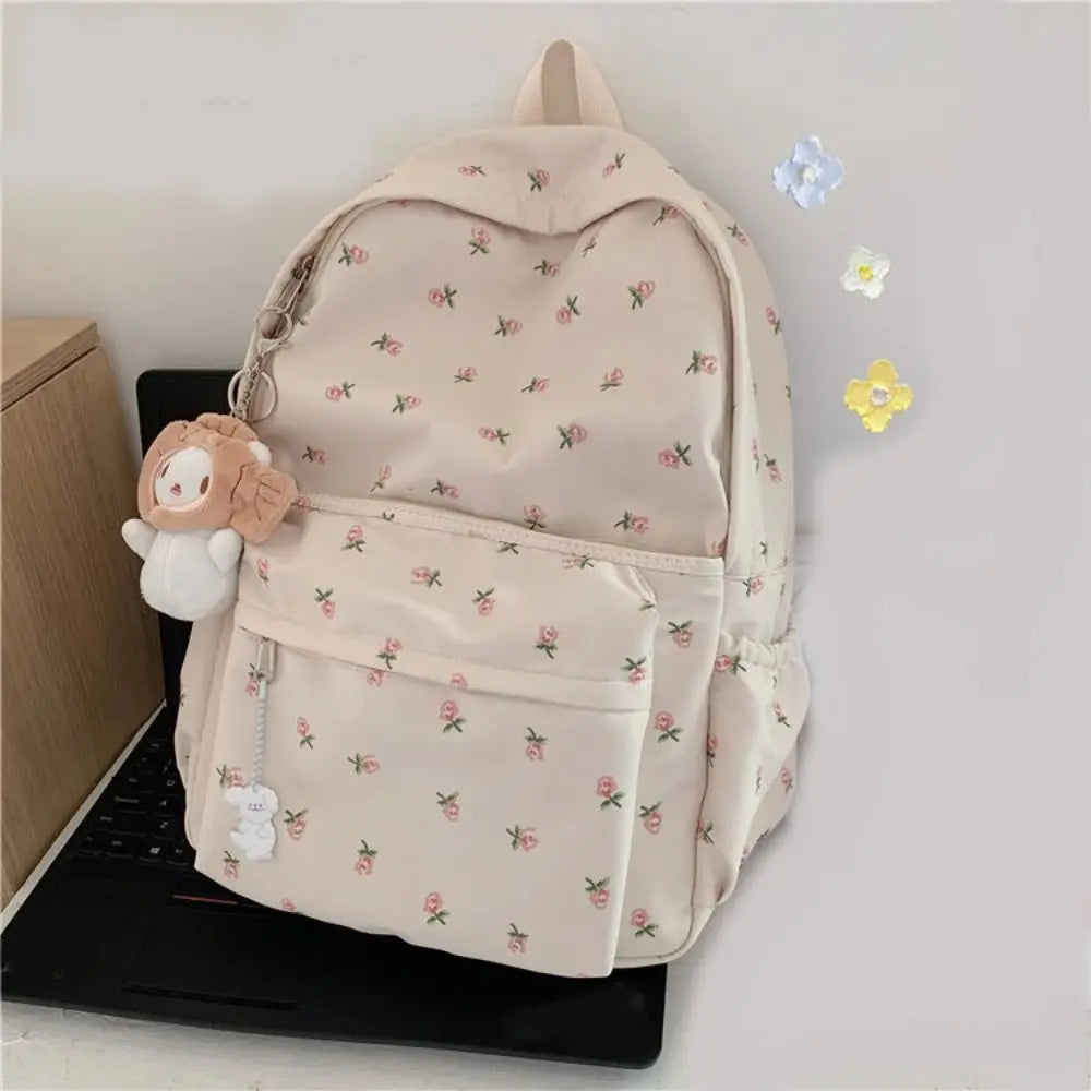 Floral Canvas Backpack – Large Capacity School & Travel Bag Canvas Backpack HIP