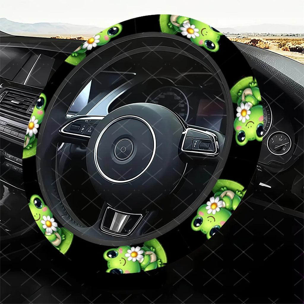 Cute Frog & Daisy Steering Wheel Cover – Easy Install Steering Wheel Cover HIP