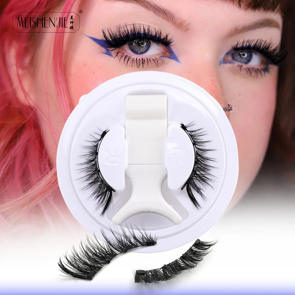 MEISHENJIE 1 Pair Magnetic Eyelashes Set Natural Long Mink Lashes Handmade Reusable Magnetic Eyelash Tweezers Set Lash Makeup HIP LZ02