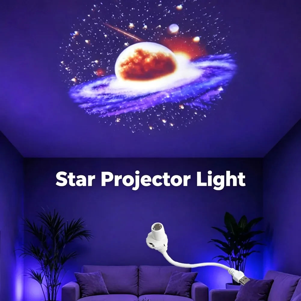 USB Car Atmosphere Lamp Galaxy Star Projector Night Light With 5/10/15 Film Discs For Bedroom Camping Decoration HIP