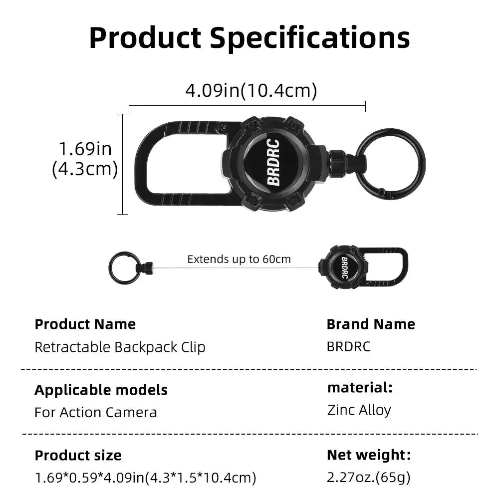 Retractable Backpack Clip for DJI Osmo & Insta360 Cameras Camera Backpack Clip HIP