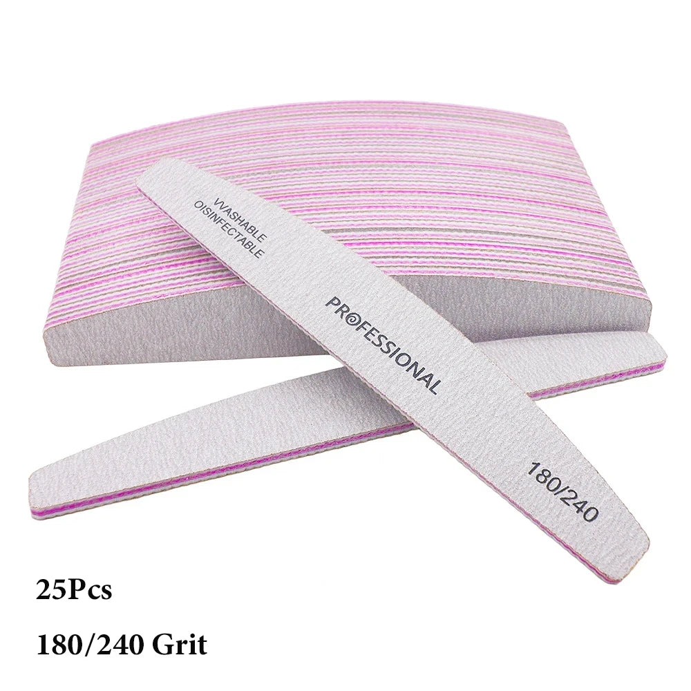 Professional Curved Nail Files 100/180 Grit Set – 5 to 50 Pcs Nail File Set HIP