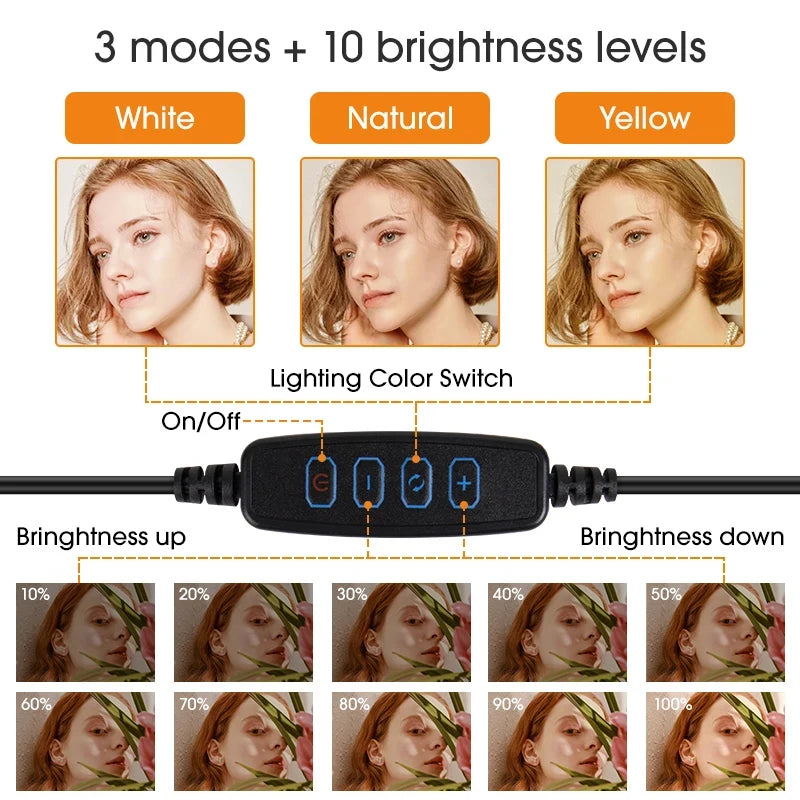 10" LED Selfie Ring Light with Tripod & Phone Holder LED Ring Light HIP