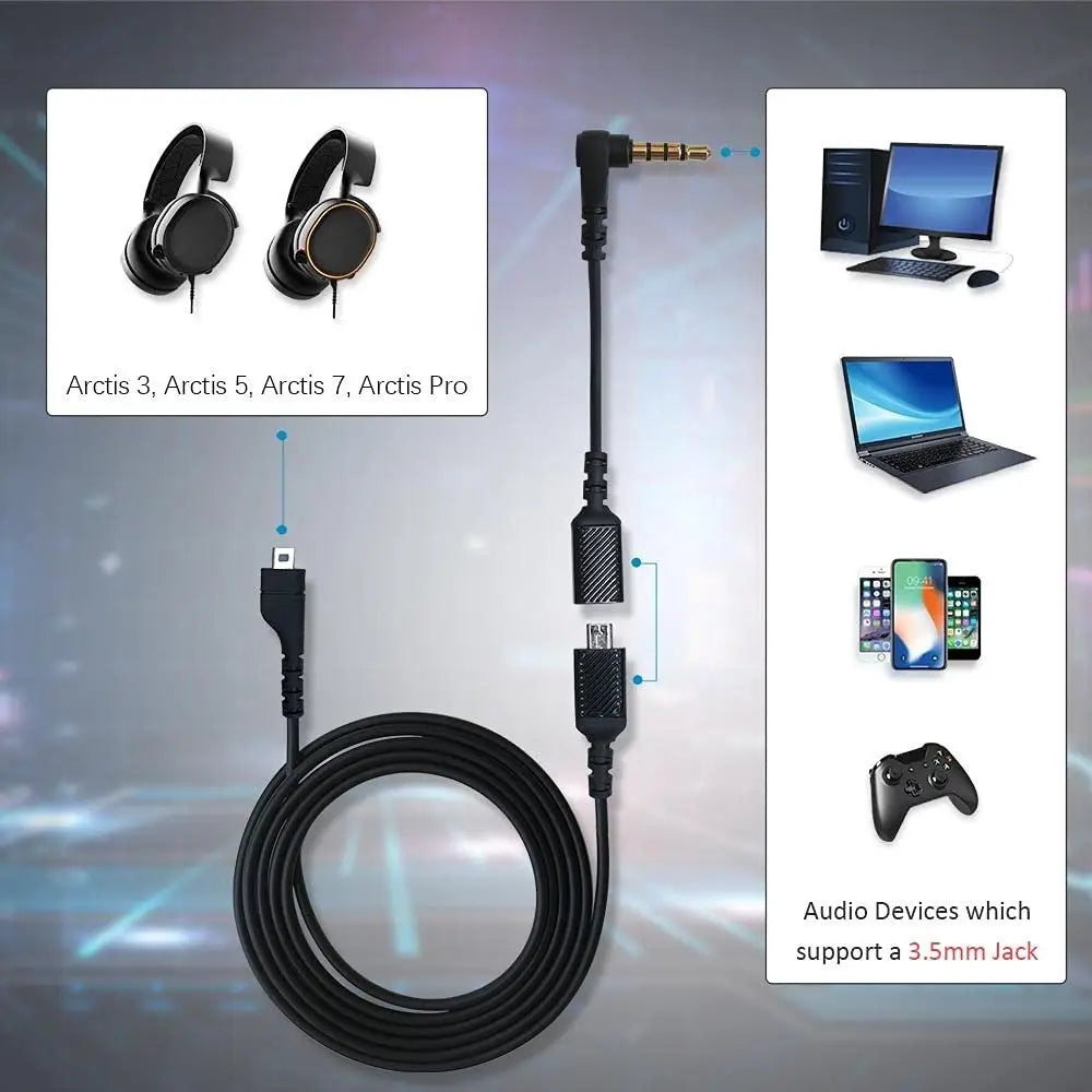 OFC Replacement Aux Cable for SteelSeries Arctis 3 5 7 Pro Headset Audio Cable HIP