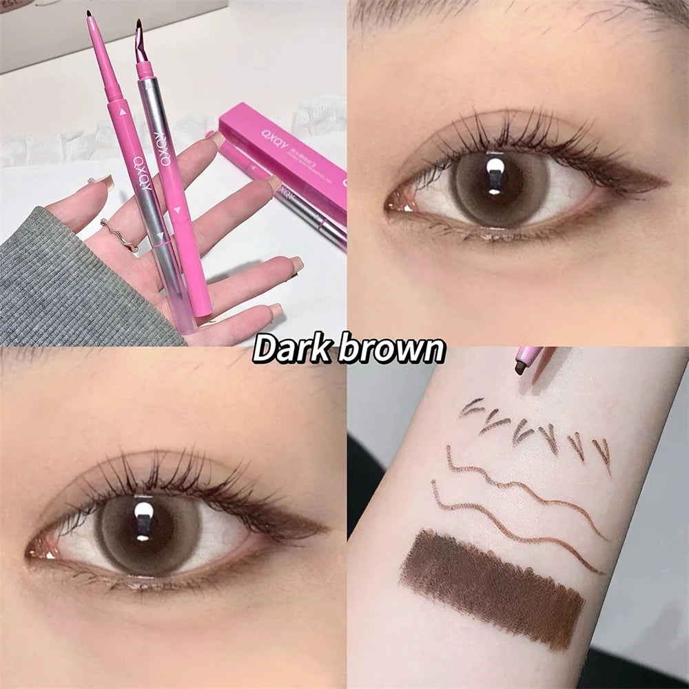 Punk Red Eyebrow & Eyeliner Gel 2 In 1 With Angled Brush Smudge-Proof Waterproof Creamy Smooth for Brows & Under Eye Makeup HIP Dark Brown A