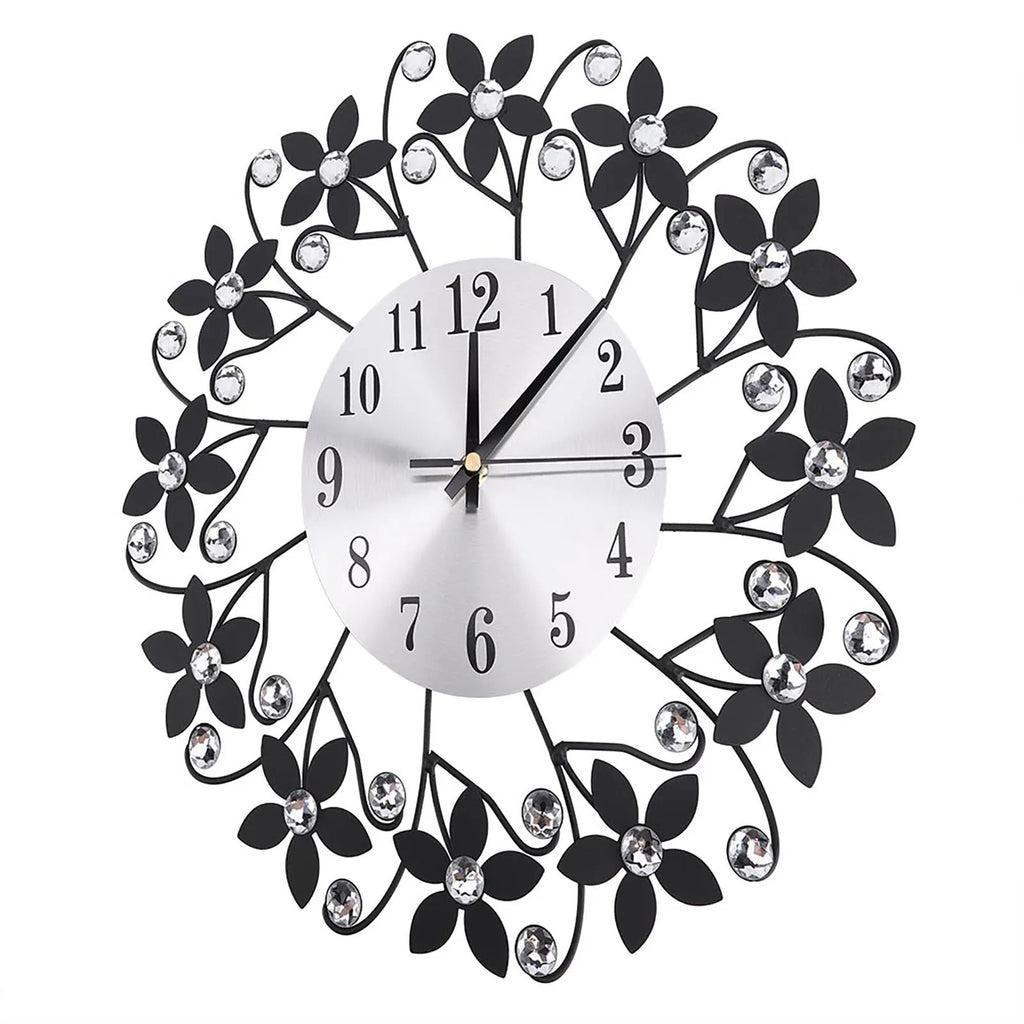 Modern Metal Wall Clock Crystal Home Office Decor Silent Metal Fashion Wall Clock HIP