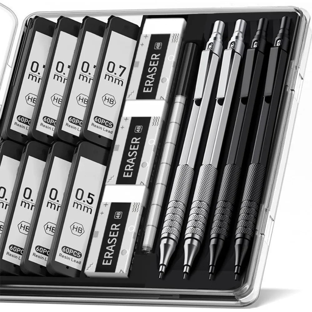 0.5mm & 0.7mm Full Metal Mechanical Pencil Set – HB Gift Mechanical Pencil Set HIP