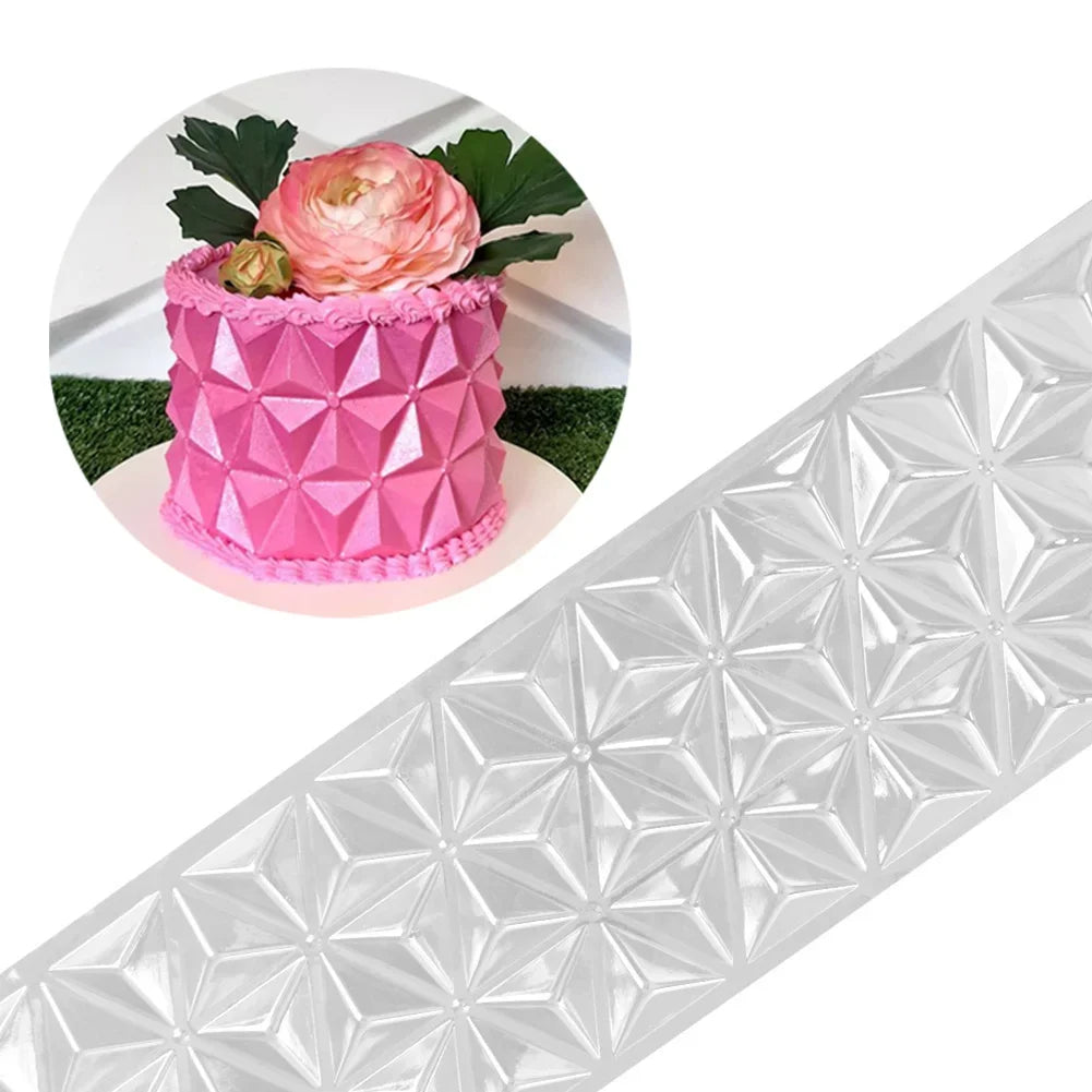 Transparent Plastic Origami 3D Round Triangle Mousse Cake Mould Fondant Cake Border DIY Baking Cake Stencil Cake Decorating Tool HIP