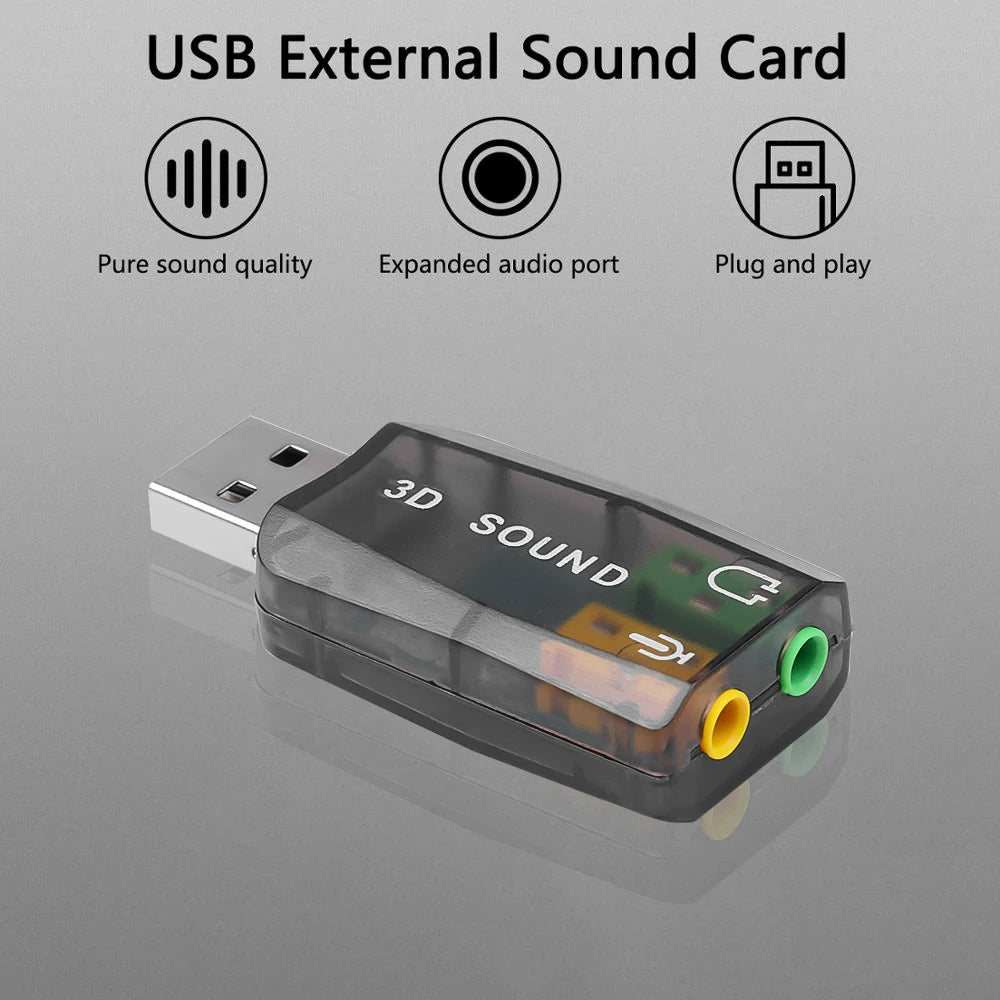 Mini USB External Sound Card – HiFi Stereo 3.5mm Adapter USB Sound Card HIP
