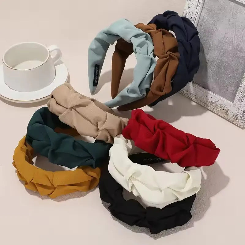 Women's Solid Color Cotton Fold Hair Hoop Headband Fashion Headband HIP