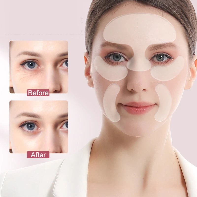 Silicone Face Anti Wrinkle Patches Forehead Wrinkle Patches Reusable Under Eye and Smile Line Patches Wrinkle Reduce for Women HIP