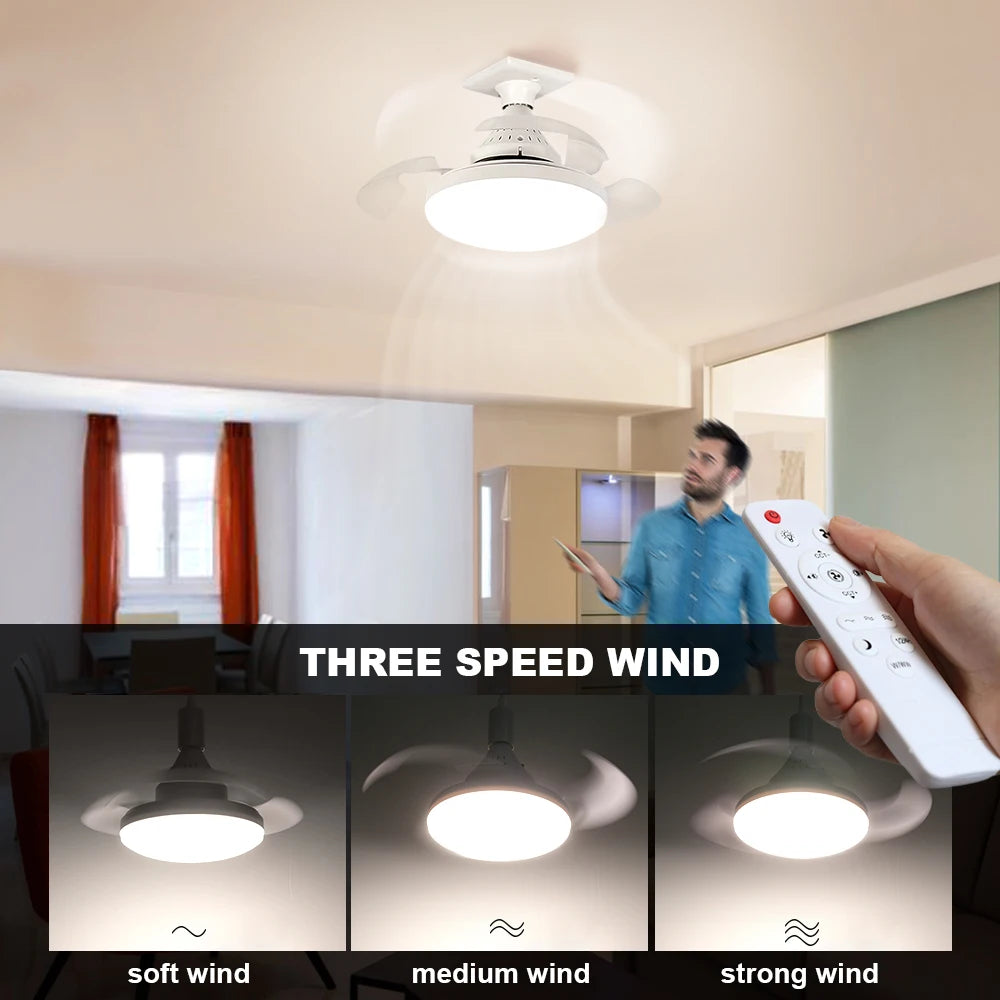 YNL 30W LED Ceiling Fan Light E27 Remote Control 3 Colors LED Ceiling Fan Light HIP