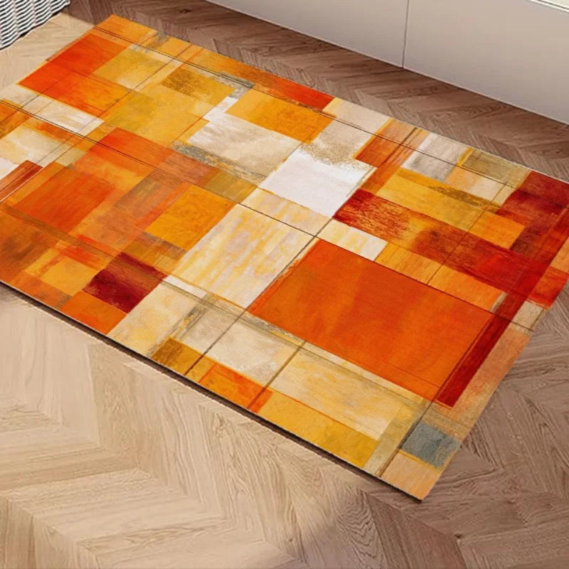 Modern Orange Geometric Area Rug – Soft Non-Slip Carpet Geometric Area Rug HIP