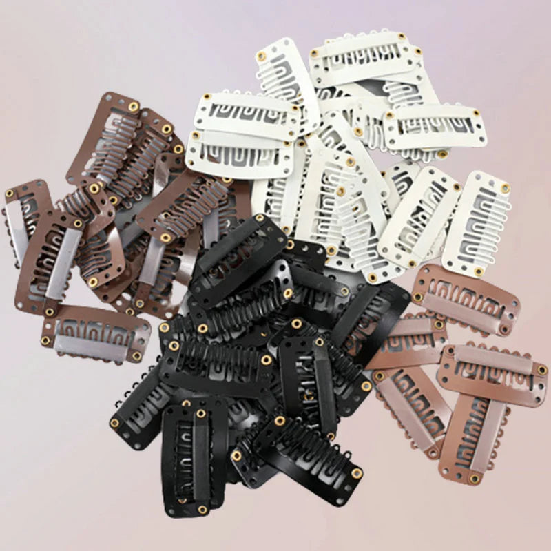 20PCS Clip In Hair Extension Wig Clips For Human Hair Bangs Snap Hair Clips For Extensions Metal Comb For Closure HIP