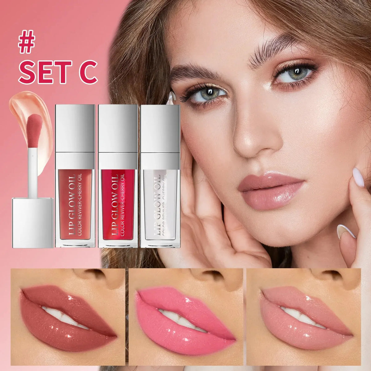 Crystal Jelly Moisturizing Lip Oil Set Plumping Lip Gloss Makeup Sexy Plump Lip Glow Oil Tinted Lip Plumper Set HIP