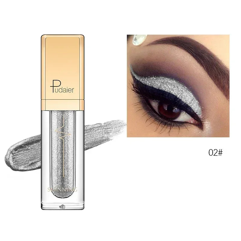 New Make Up Liquid Eyeshadow Waterproof Glitter Pigments Purple Gold Metalic Women Beauty Gel Eye Shadow Cream 18 Colors Makeup HIP 02