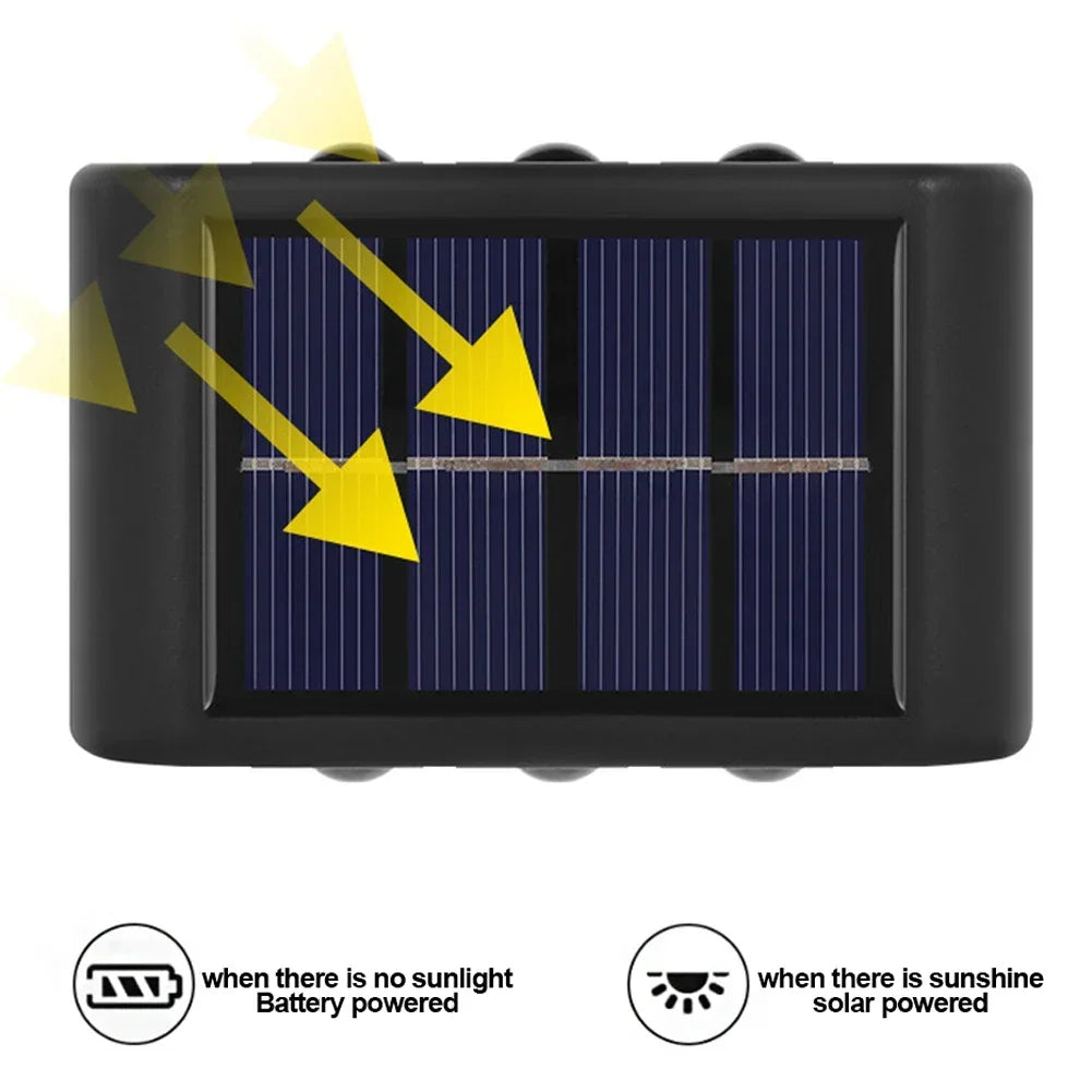 LED Solar Wall Lamp Outdoor Waterproof Up and Down Luminous Lighting Garden Decoration Solar Lights Stairs Fence Sunlight Lamp HIP