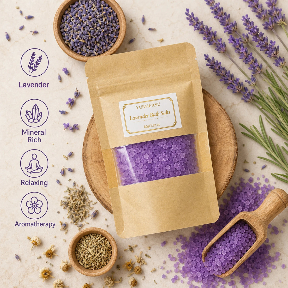 Lavender Sea Salt Bath Soak – Moisturizing & Essential Oil Infused Bath Salt Soak HIP