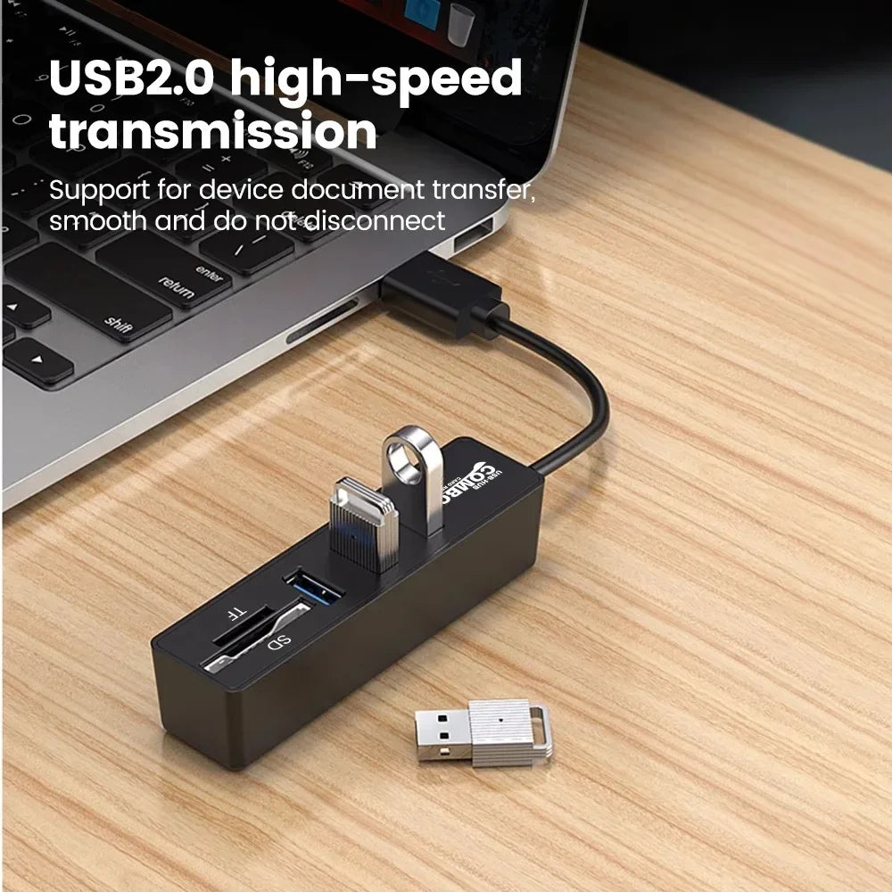 KEBIDUMEI 8-Port USB 2.0 Hub with SD & TF Card Reader USB Hub HIP
