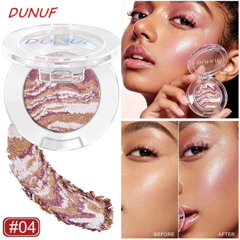 Monochrome Marble Pattern Highlighter Powder Shimmer Glitter Pigment Long Lasting Brightening Contour Blush Eyeshadow Cosmetic HIP 04