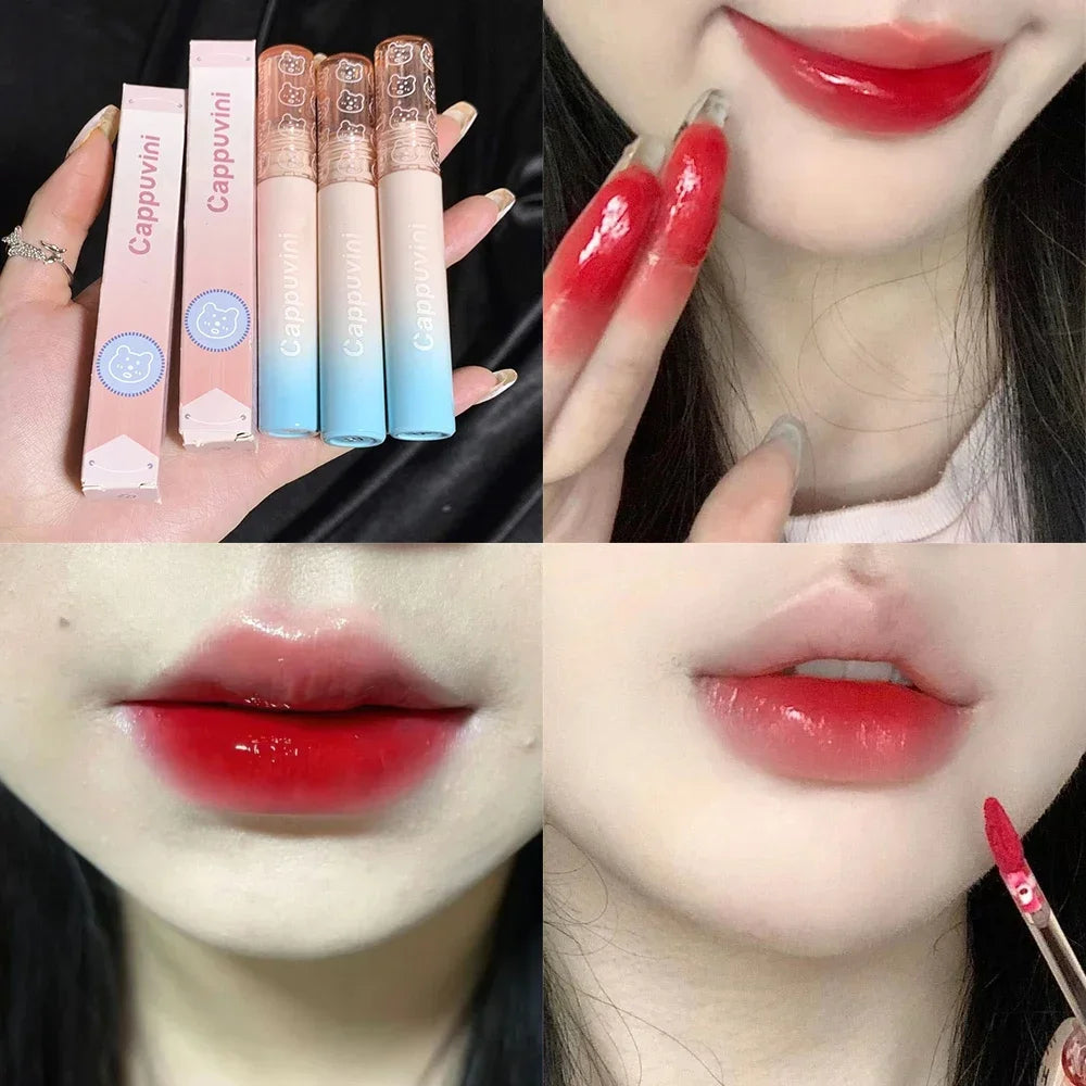 Water Mirror Lip Glaze Lipstick Non-stick Cup Lasting Moisturizing Lipgloss Colorful Women Lip Oil Silky Lip Tint Makeup Tool HIP 04