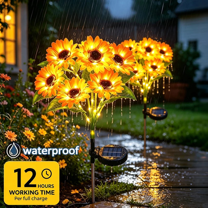 Solar Sunflower Garden Lights – IP65 Waterproof LED 6-Pack Solar Garden Light HIP