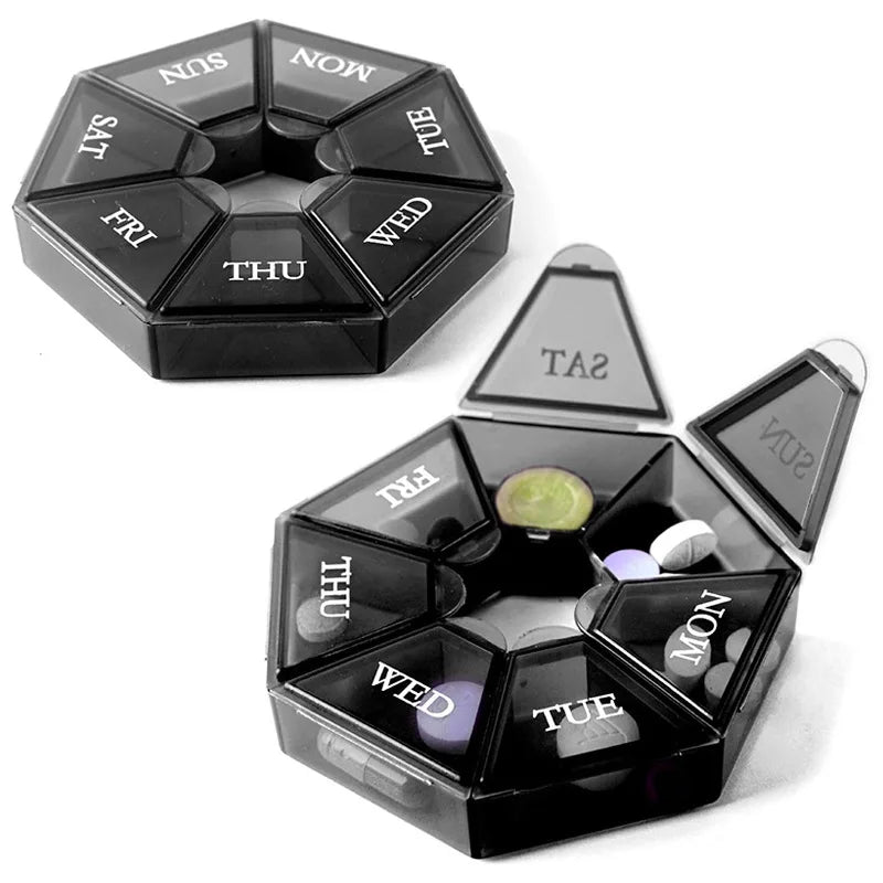 New H7-Days Weekly Portable Mini Pill Organizer Box, Portable Travel Pill Case for Medicine, Vitamins & Fish Oil Tablets HIP