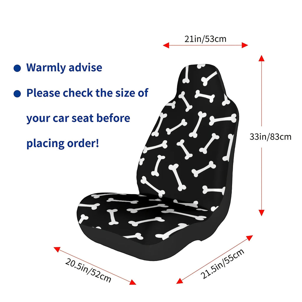 Black & White Bone Print Car Seat Covers – 2-Piece Set Car Seat Covers HIP