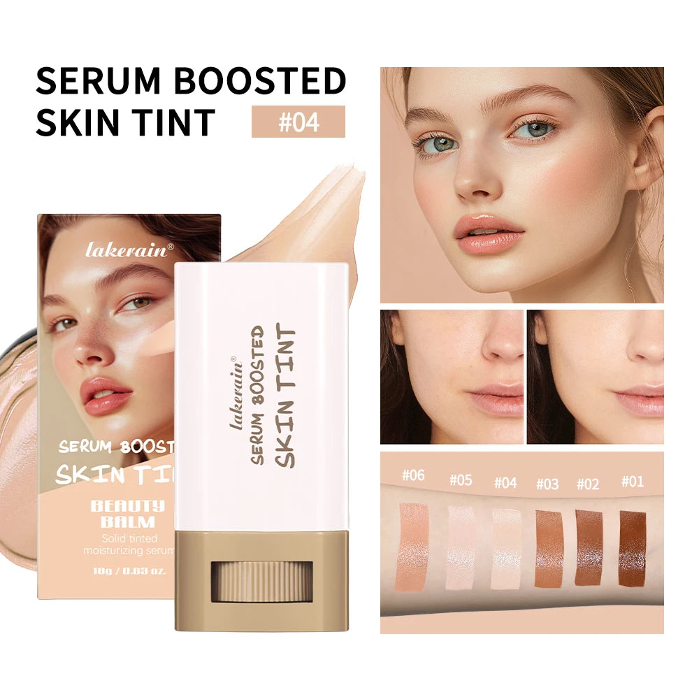 3pcs Skin Tint Stick Foundation & Pink Blush With Makeup Brush Coverage Even Skin Tone Blendable Travel Daily Face Cosmetics Kit HIP