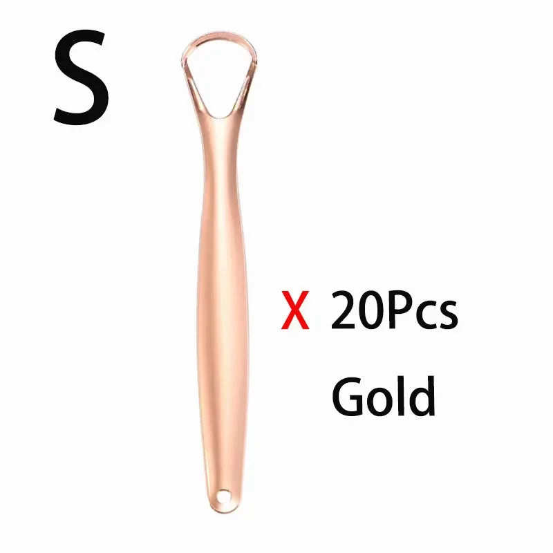 Stainless Steel Tongue Scraper Set | Fresh Breath Oral Care Tongue Scraper HIP C738-Gold-S-20pcs
