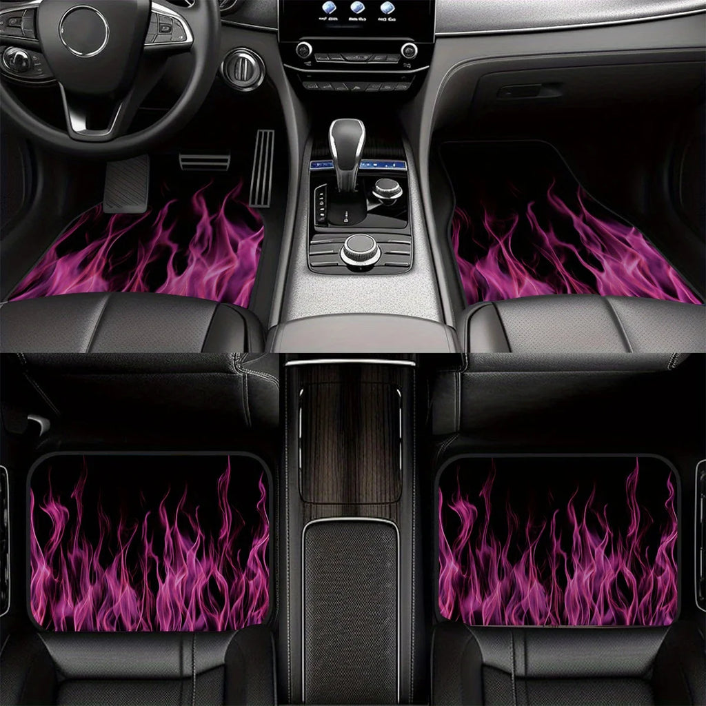 4-Piece Non-Slip Car Floor Mats – Pink Purple Flame Pattern Car Floor Mats HIP