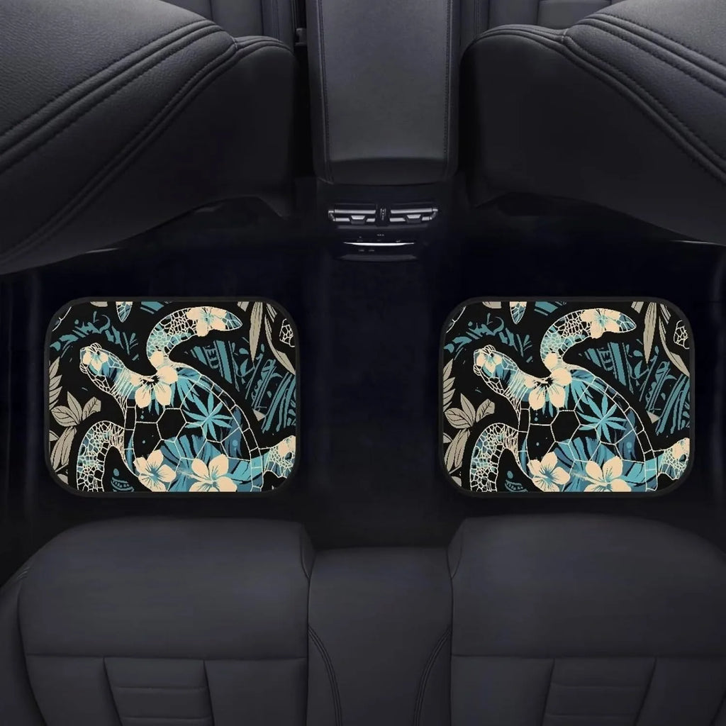 Sea Turtle & Hibiscus Car Floor Mats – Set of 4 Tropical Car Floor Mats HIP